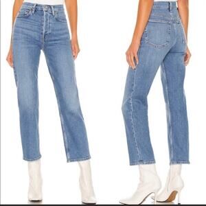 NWT RE/DONE Originals 70s Stove Pipe High Rise Jeans in Blue Shadow Size 32